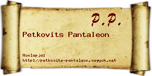 Petkovits Pantaleon névjegykártya